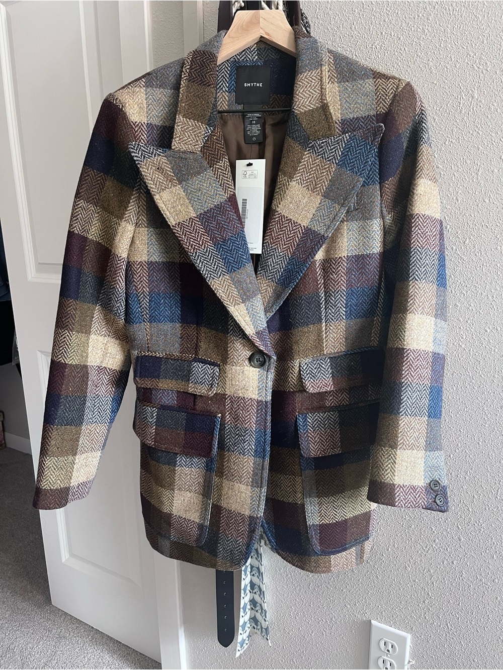 Smythe Multicolor Plaid Wool Birkin Blazer - Picture 4 of 7